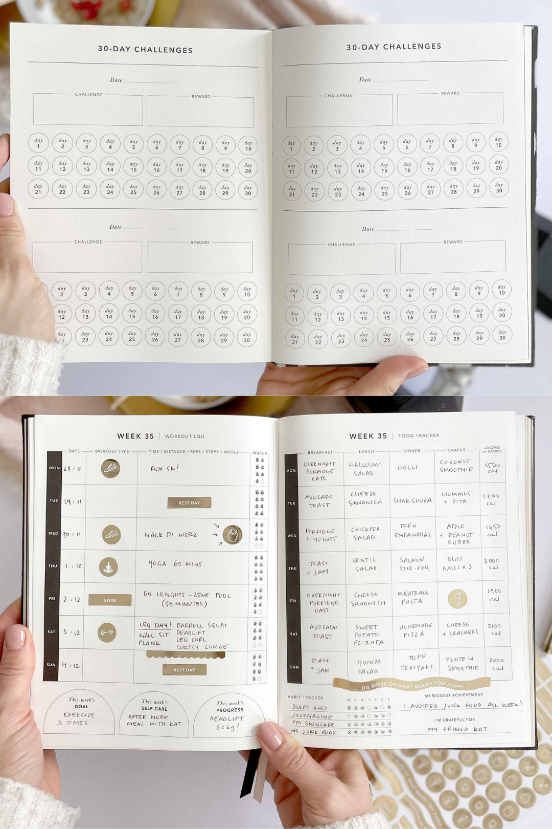 Stay on top of your fitness goals with this comprehensive planner. Track your workouts, plan your meals, and monitor your progress all in one convenient place. This Planner is from Blush and Gold and sold at Blackbird Designs.