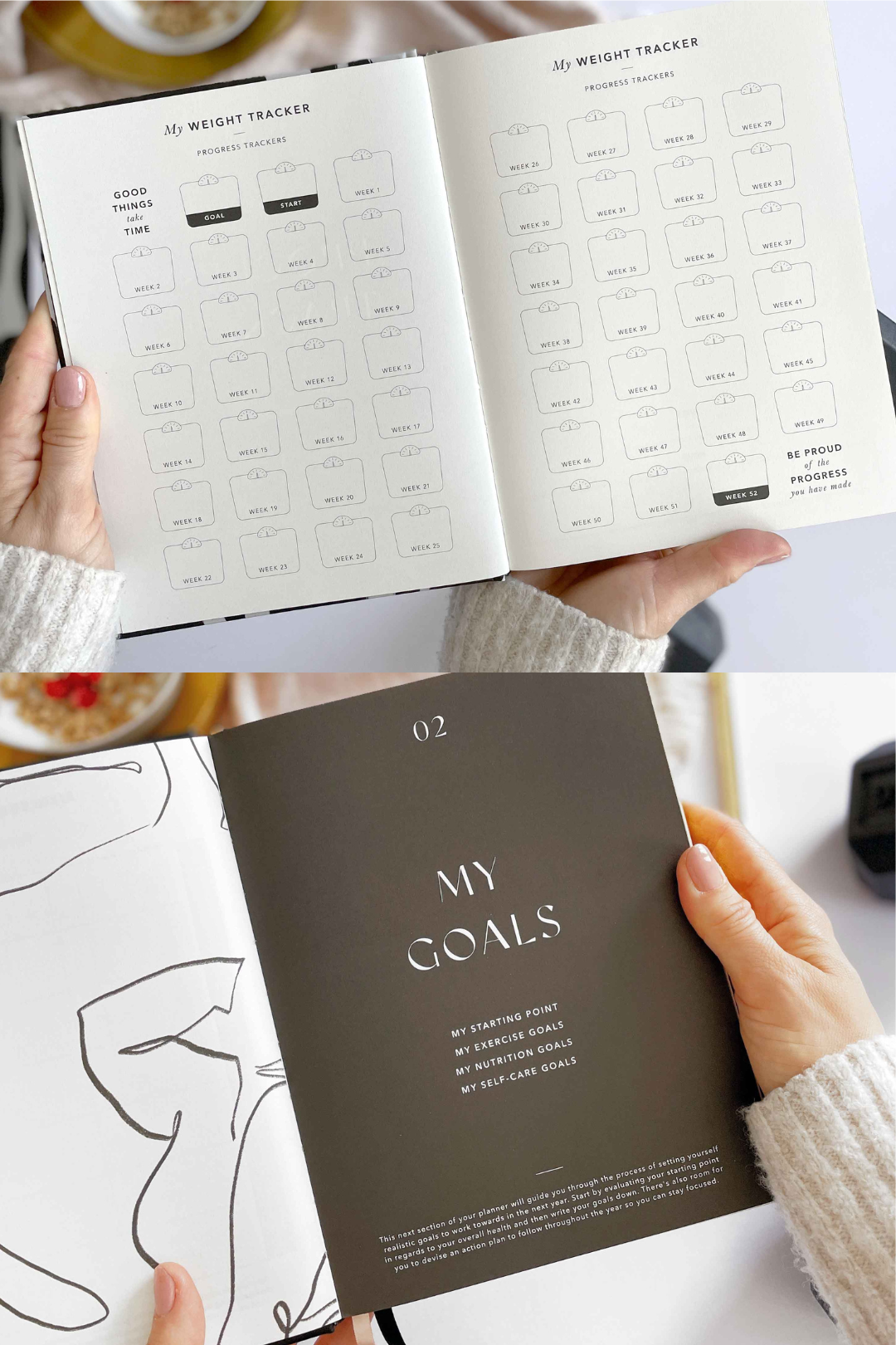 Stay on top of your fitness goals with this comprehensive planner. Track your workouts, plan your meals, and monitor your progress all in one convenient place. This Planner is from Blush and Gold and sold at Blackbird Designs.