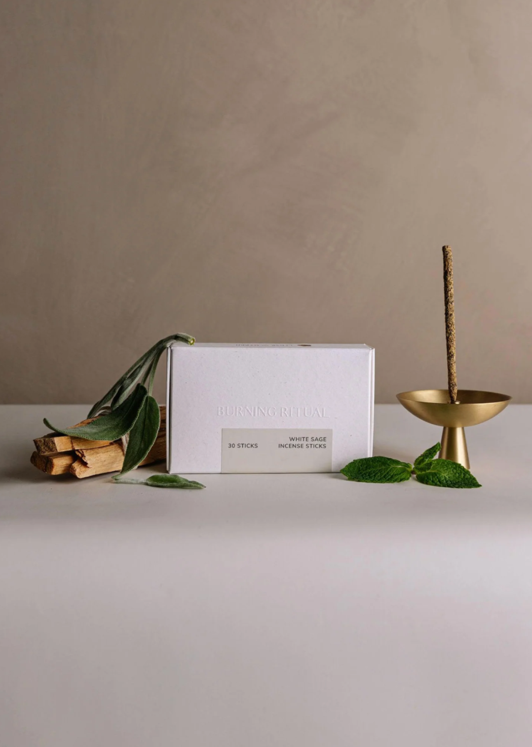 Set of 30 handcrafted White Sage incense sticks, perfect for mindfulness and rituals.