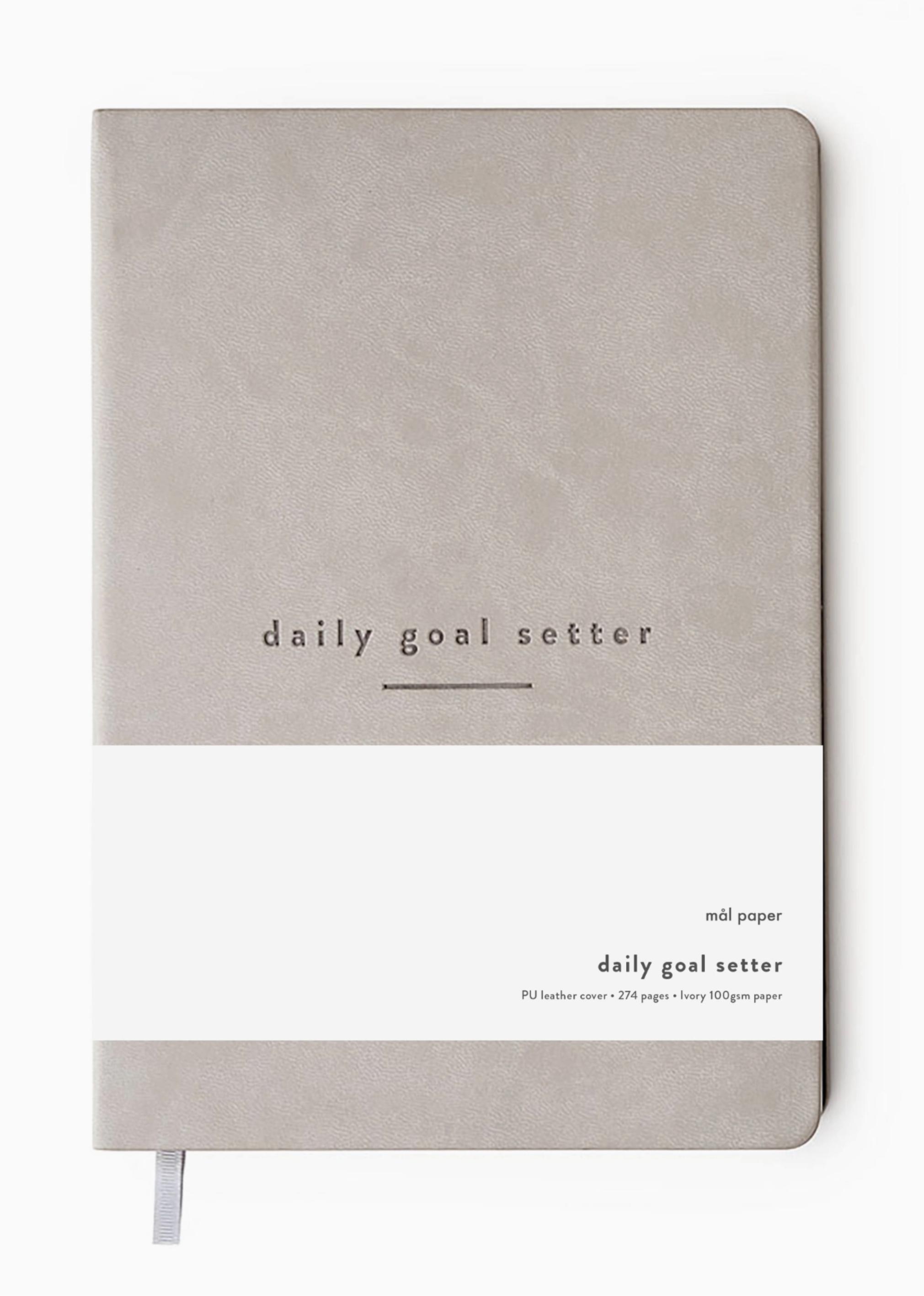 Photo on white background of the gray color daily goal-setting planner for modern women, designed for balance and productivity.