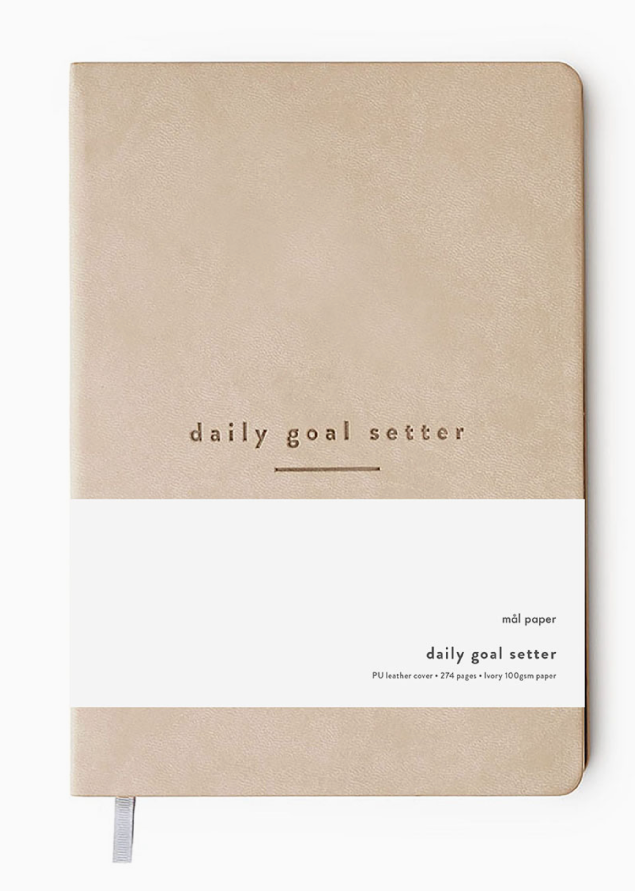 Photo on white background of the tan color daily goal-setting planner for modern women, designed for balance and productivity.