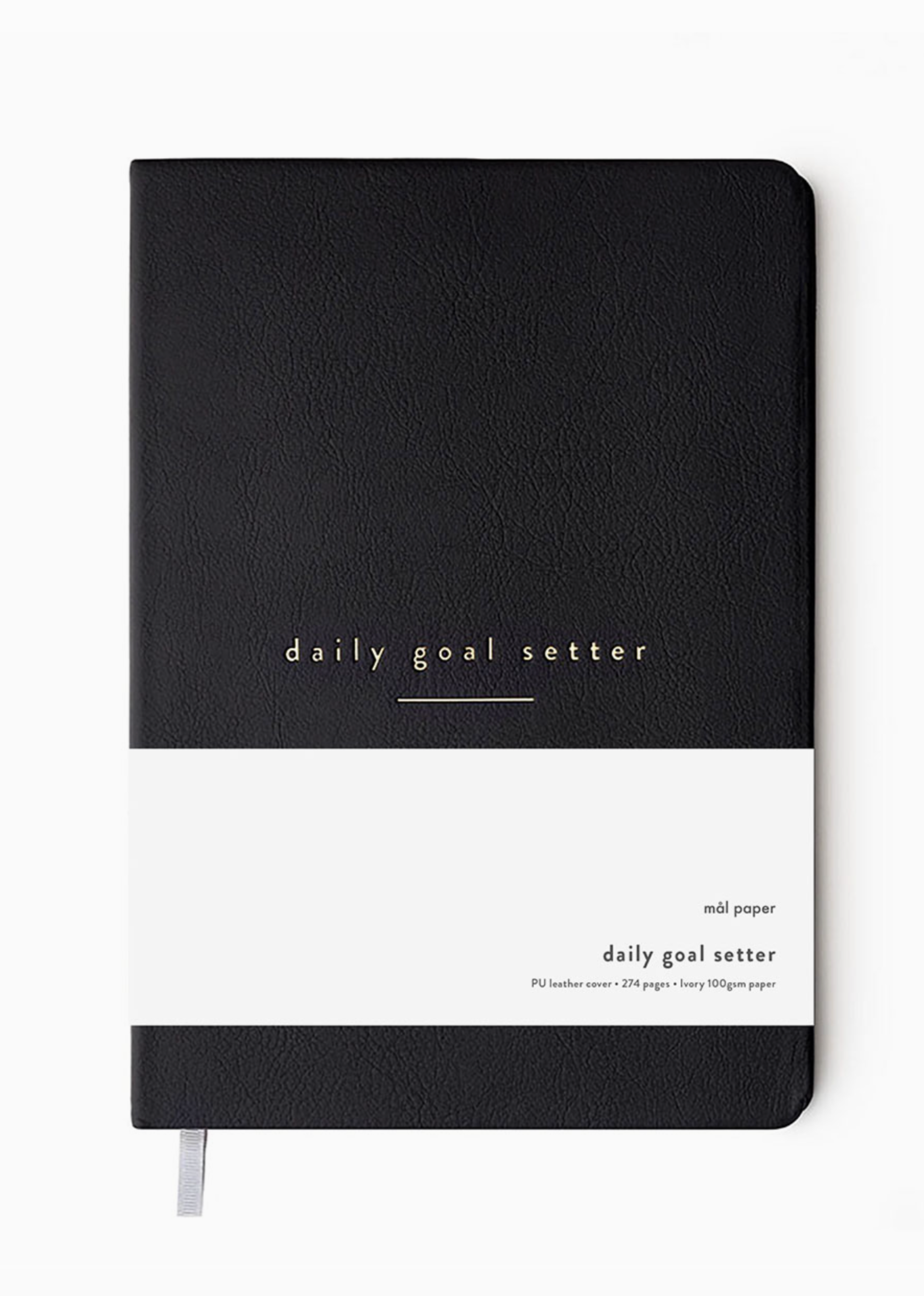 Photo on white background of the black color daily goal-setting planner for modern women, designed for balance and productivity.