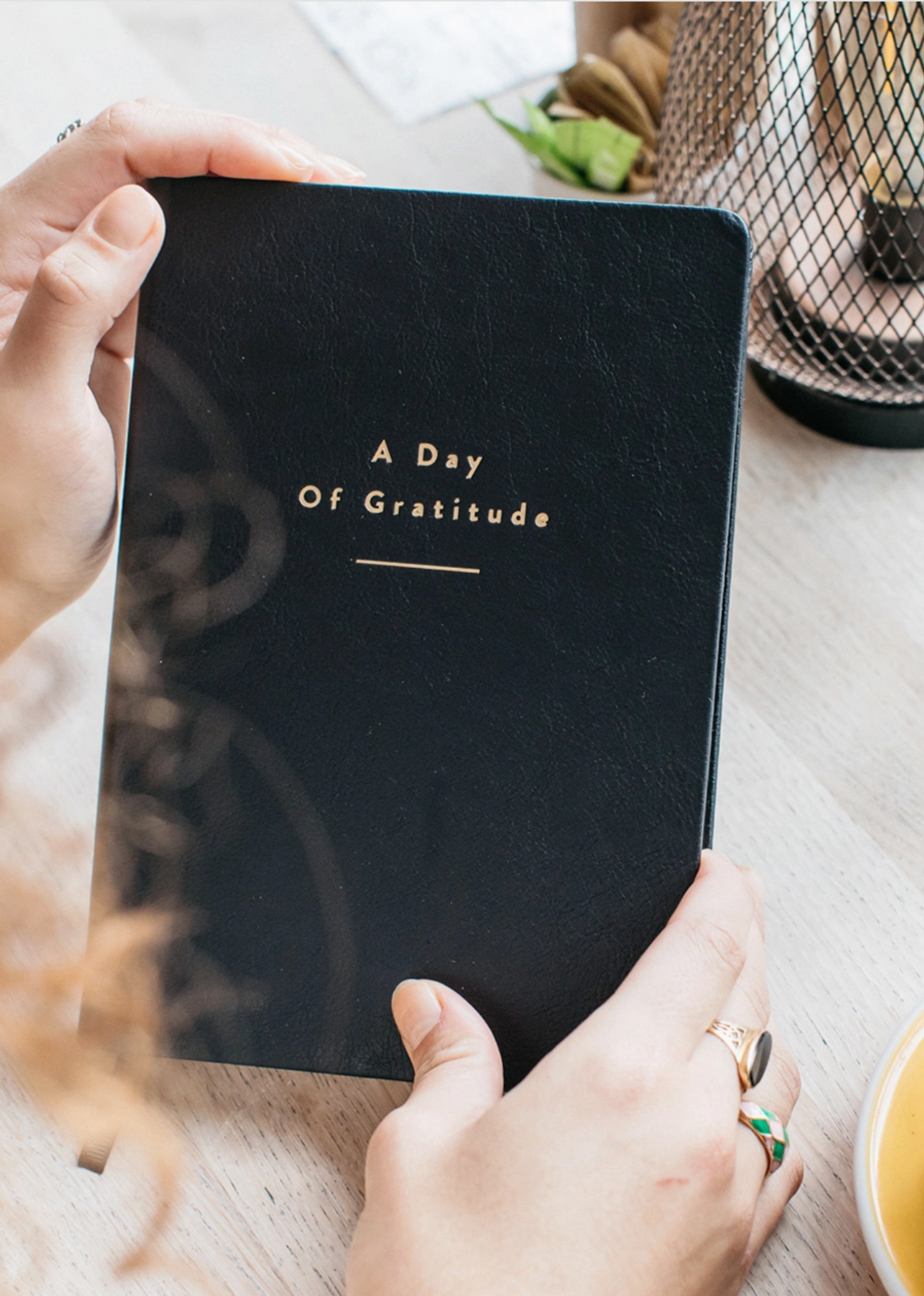 Open gratitude journal featuring structured pages for daily reflection and appreciation for the modern women.