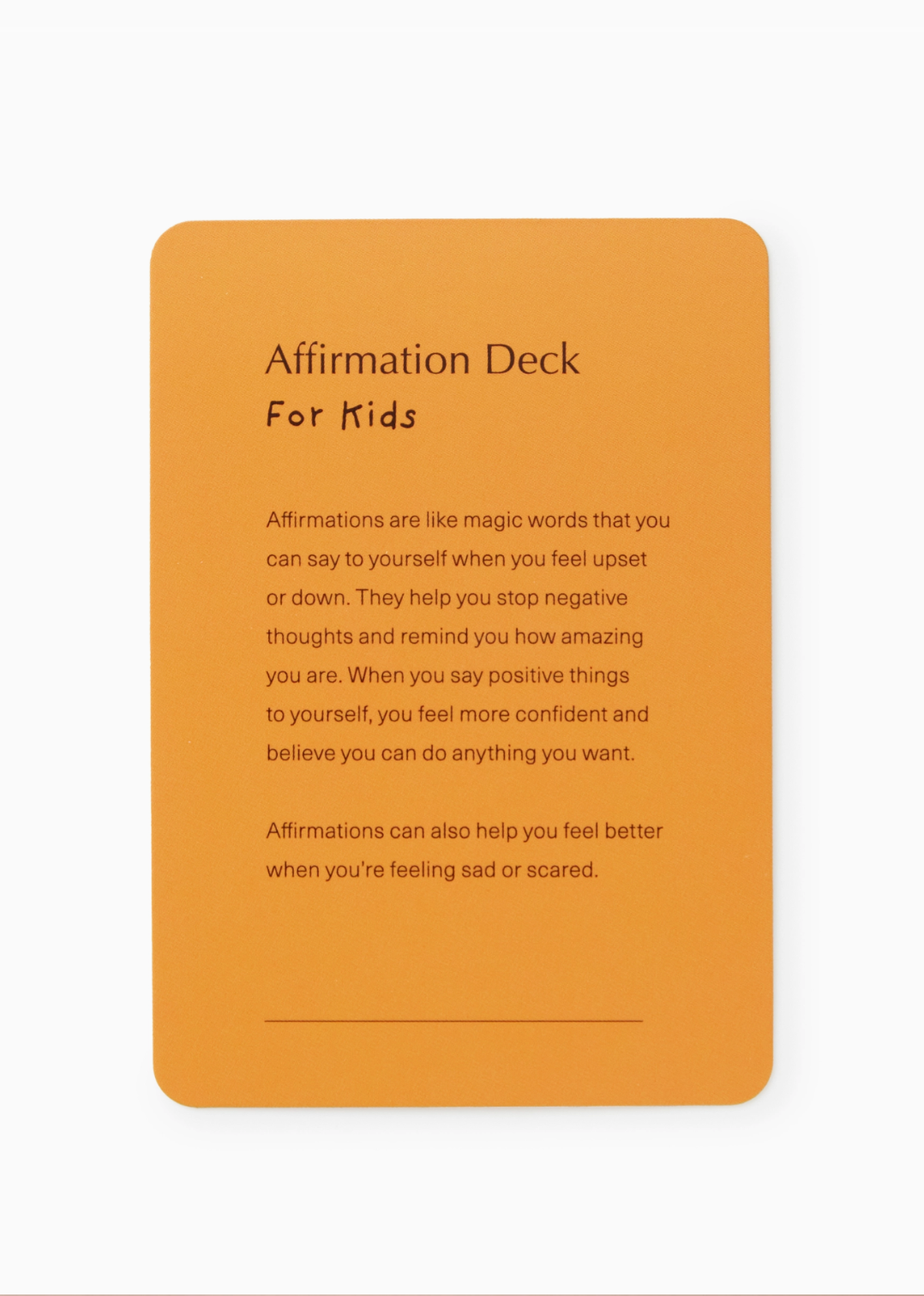 Photo of a flat lay of our Colorful affirmation deck designed to help kids develop mindful habits early.