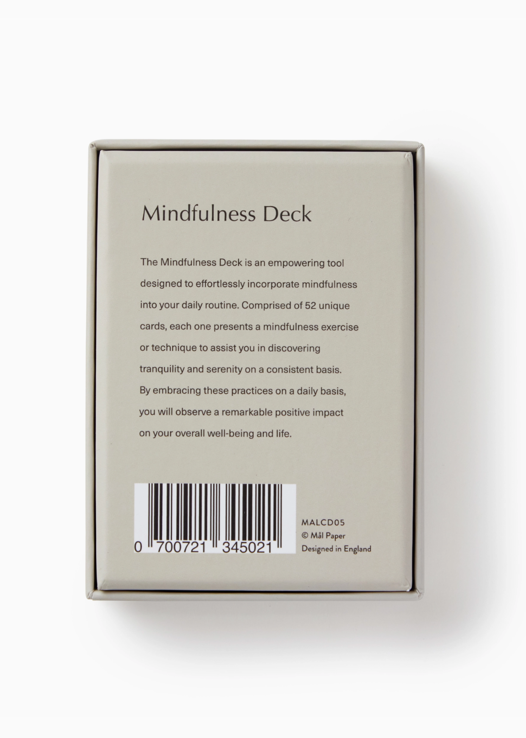 Photo of the back of Relaxation and breathwork card set designed for meditation and inner peace.